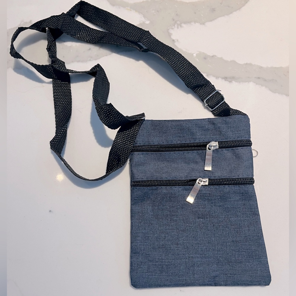 Multi-Pocket Mini Bag | Blue with Black Straps